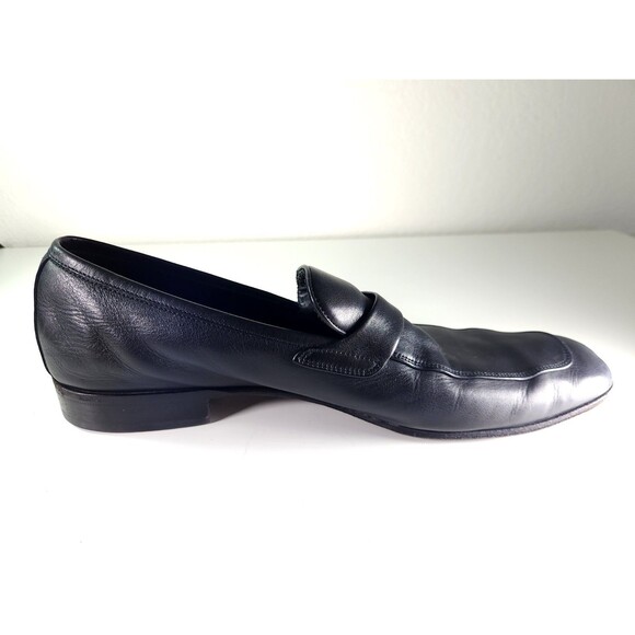 Salvatore Ferragamo Men Gancini Black Leather Side Buckle Loafers 10.5 D 61VF